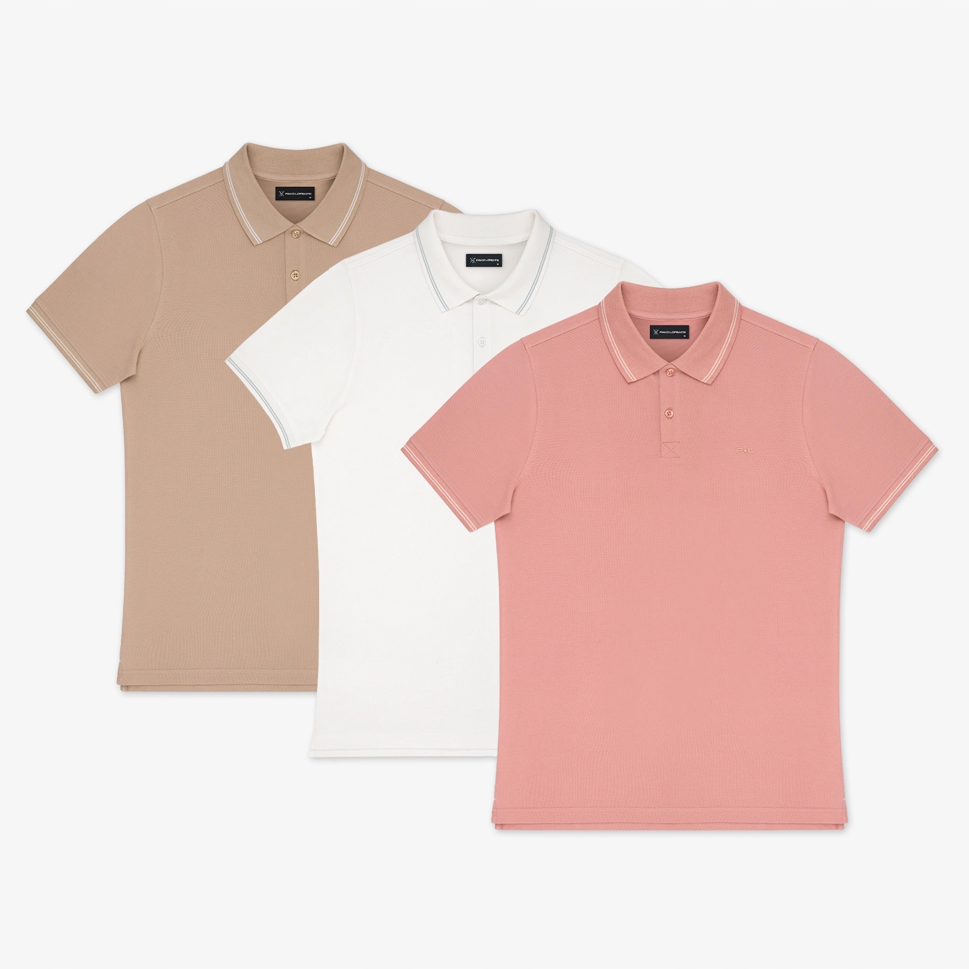 3-PAK polovek světle hnědý, bílý a korálový Pako Lorente vel XXL