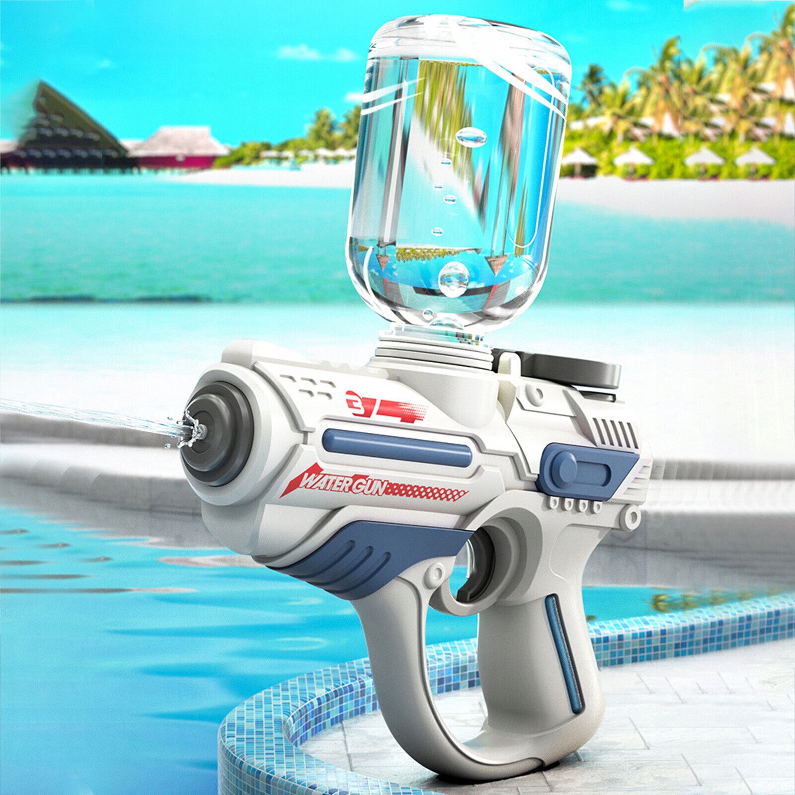 PISTOLET NA WODĘ ELEKTRYCZNY MIOTACZ DLA DZIECI ZASIĘG 12m ŁADOWANIE USB Marka bez marki