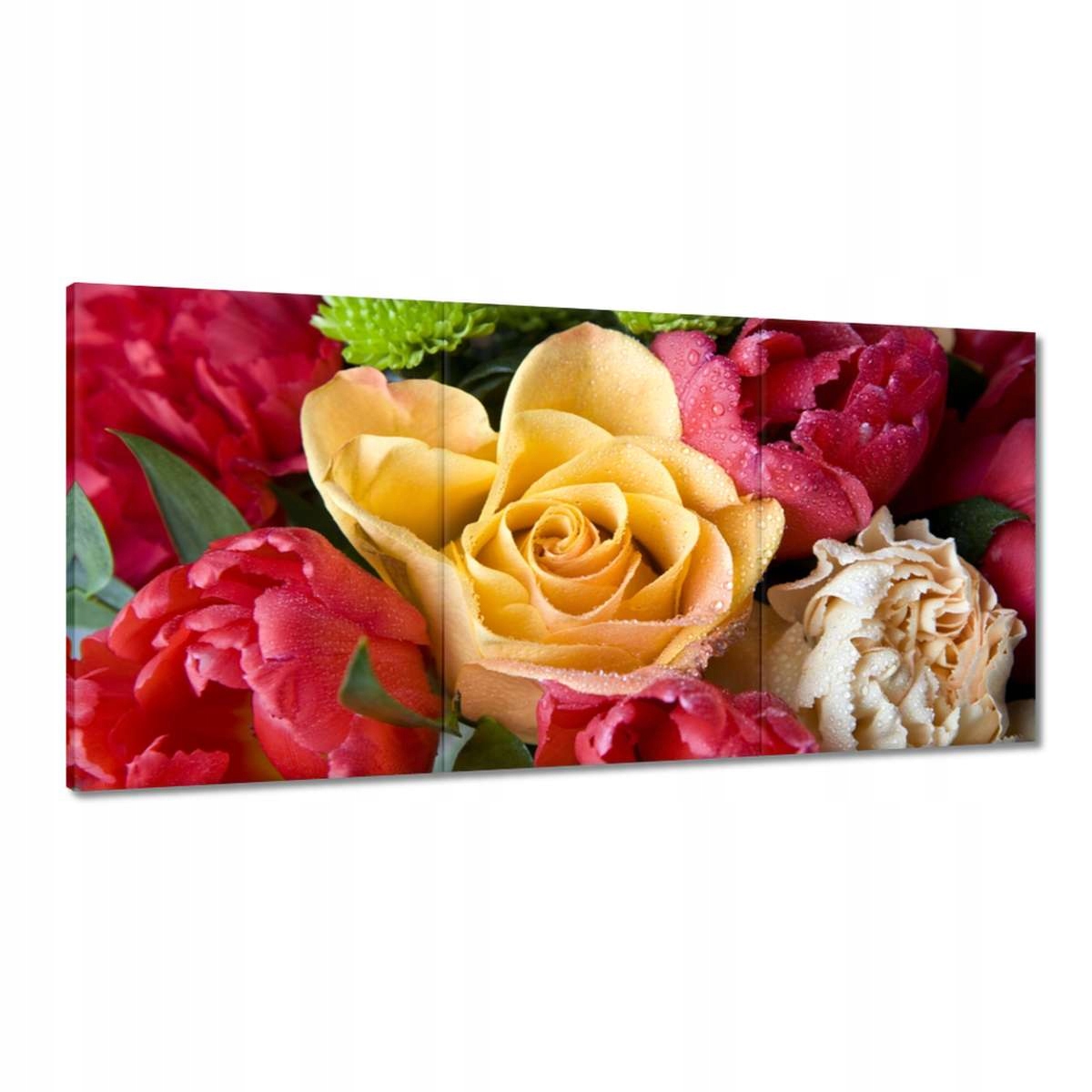 Obrazy 180x90 Kytica tulipánov s ružou