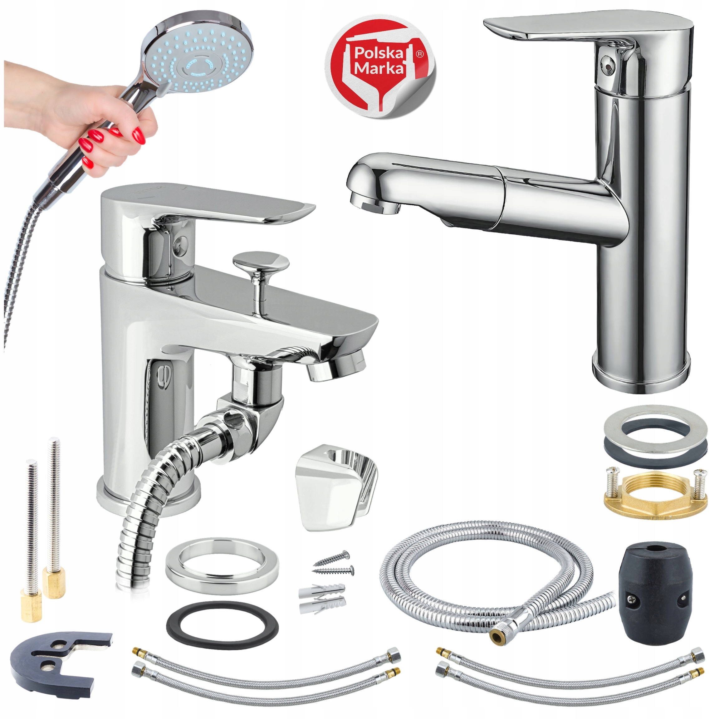 Kúpeľňové batérie, sada na okraj vane k umývadlu so sprchou Sotbe