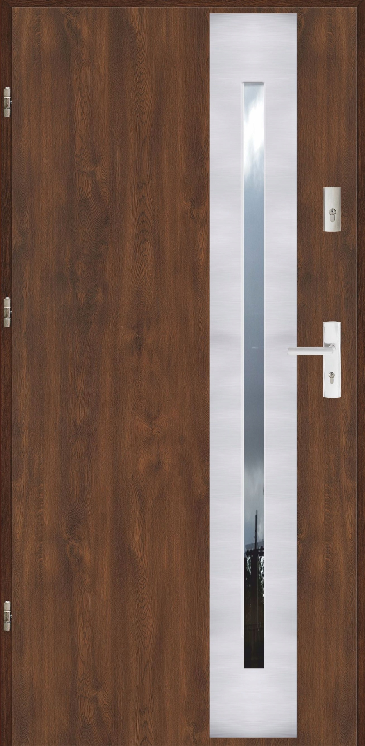 Drzwi Ud 1,2 Lux Plus 72mm Płaskie 43 Inox Orzech Lewe 90 do wewnątrz