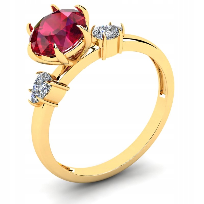 

Pierścionek Złoty Z Czerwoną Cyrkonią