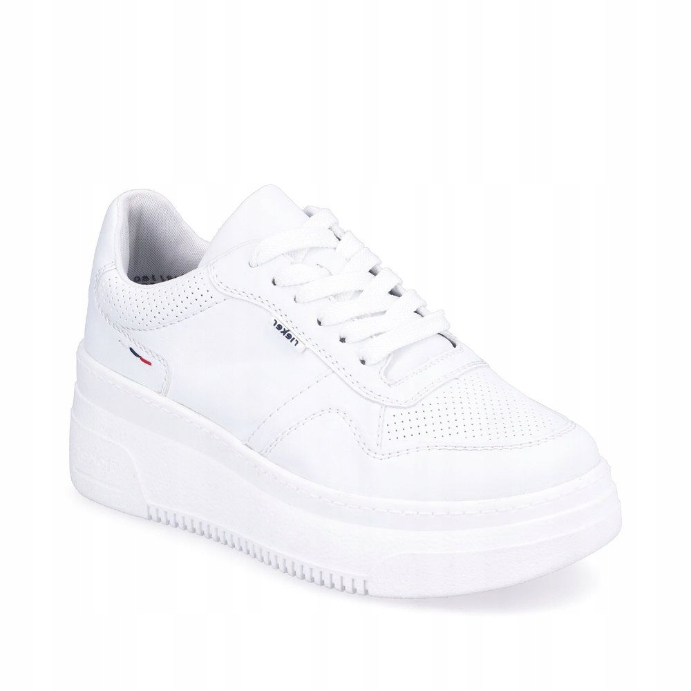 Rieker półbuty damskie na platformie sneakersy Białe sportowe buty
