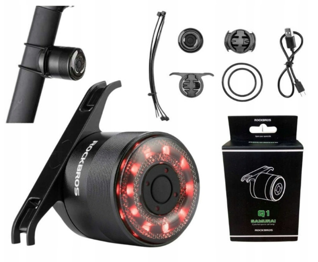 Zadní Světlo Na Kolo Apexlink Q1 Usb-c 7 barev