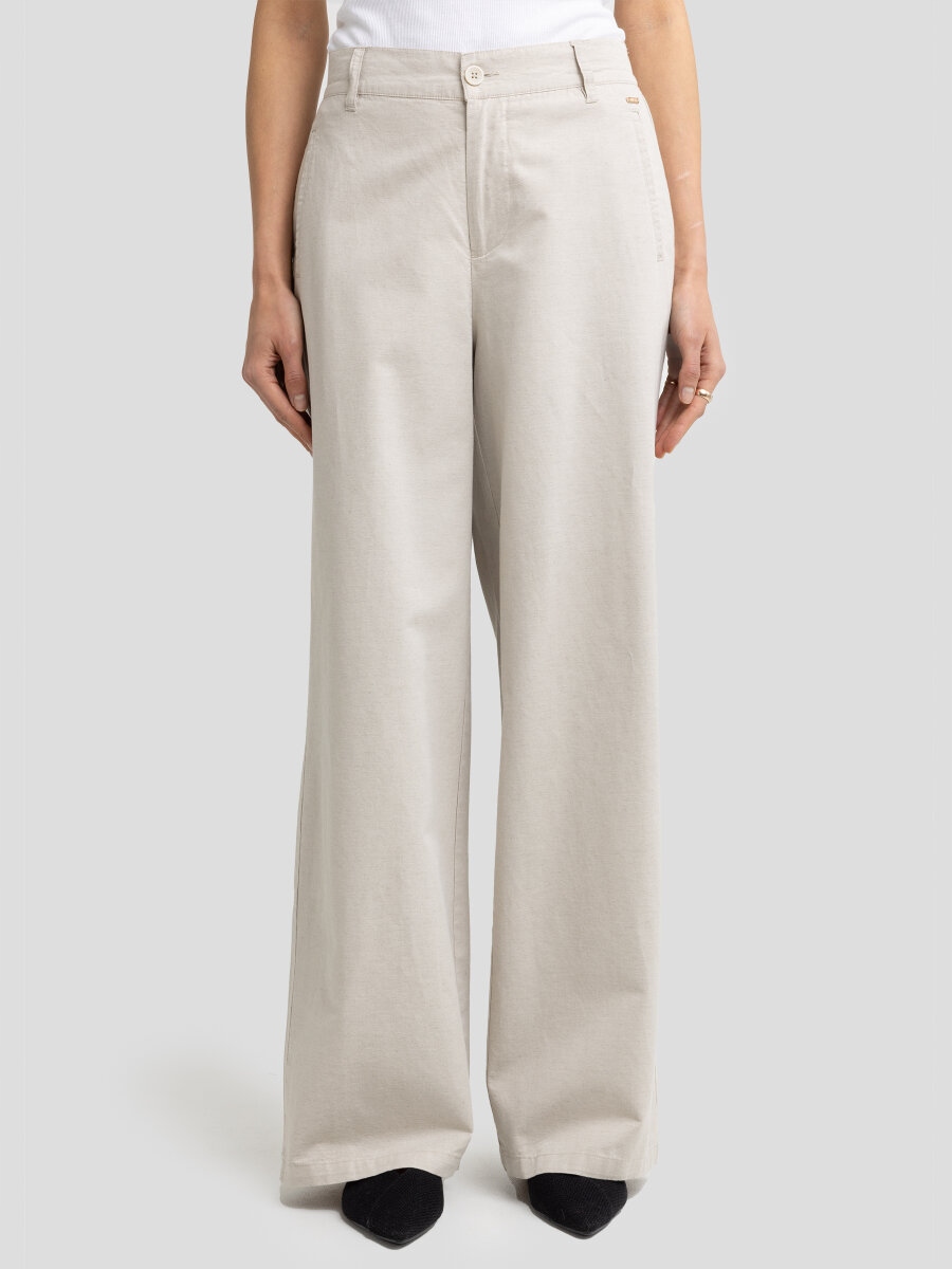 Big Star Dámské Kalhoty Typu Wide S Přídavkem Lnu, Béžová Maryliana, 800 XL