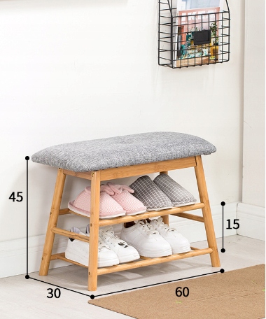 ŁAWKA REGAŁ NA BUTY PÓŁKA SZAFKA BAMBUSOWA Z SIEDZISKIEM Szerokość mebla 60 cm