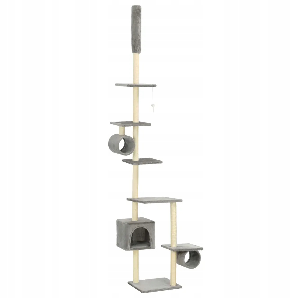 Levně Škrabadlo pro kočky se sisalovými sloupky 260 cm šedé