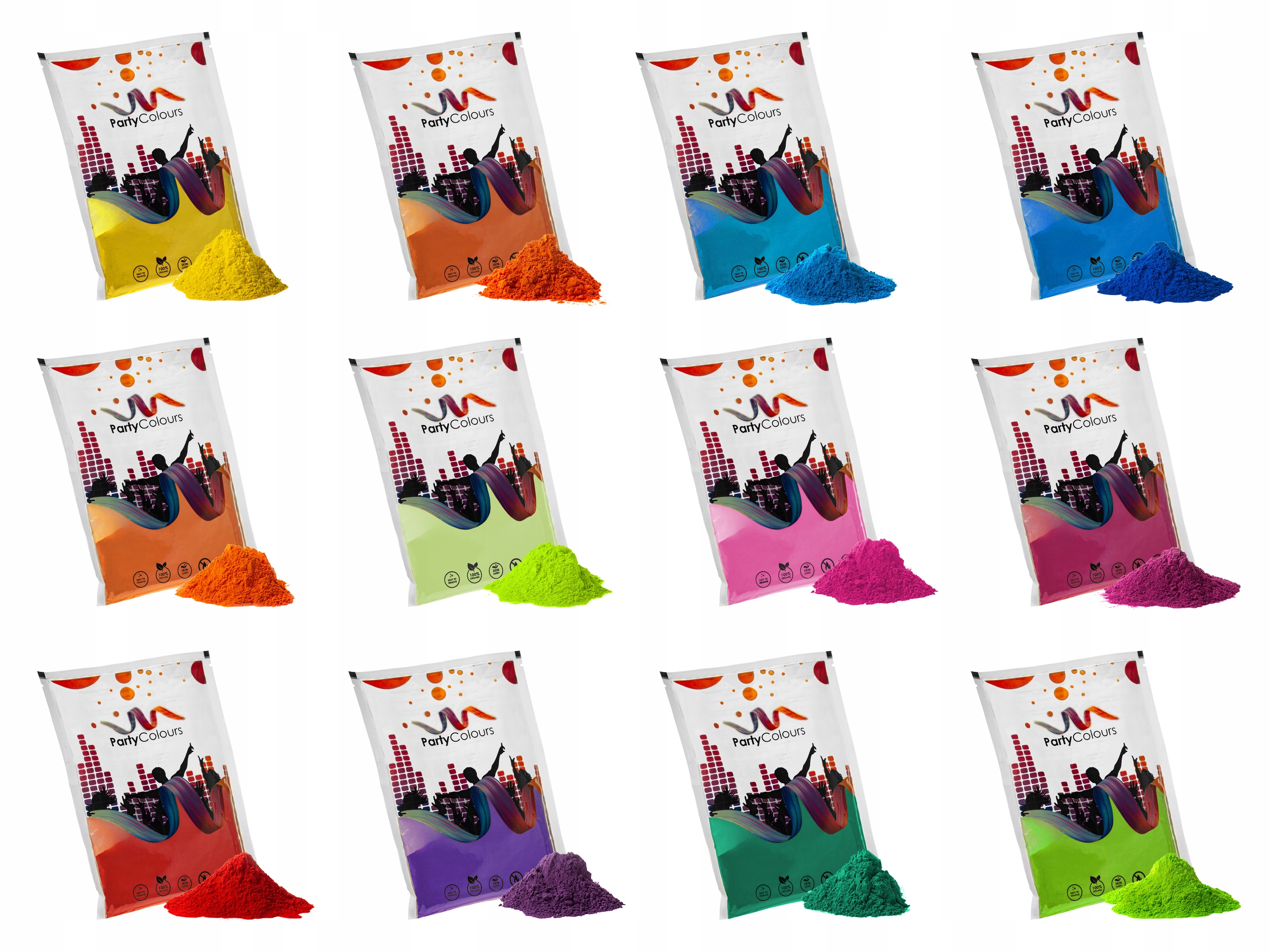 

Kolorowy proszek Holi Puder Festiwal Zestaw 12szt