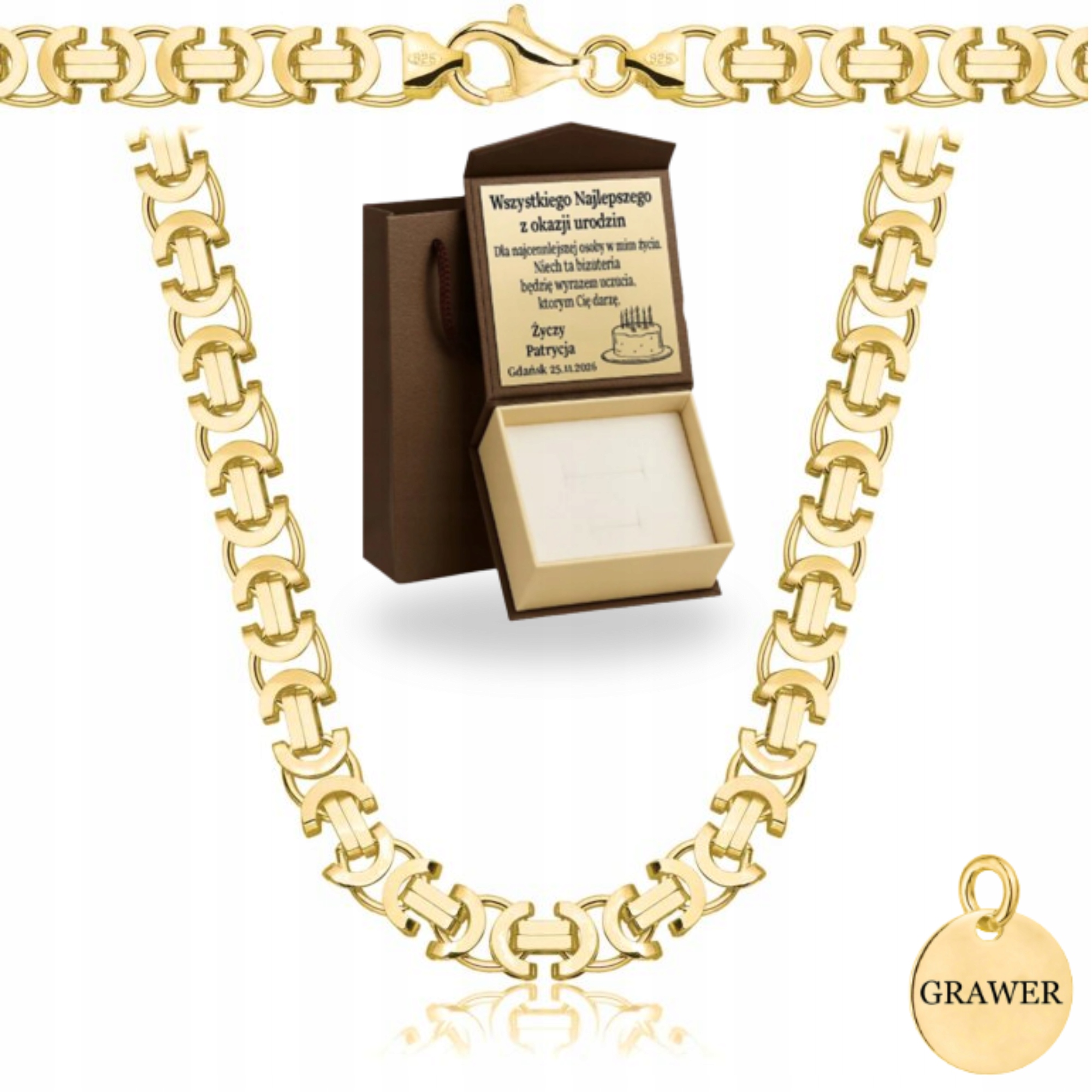 Zlatý Řetízek Pánský Etruský Královský Ryzost 925 585 Masivní Gravírování Bonus