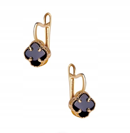 Złote Kolczyki z Czarnym Oczkiem GW18857 Verona Jewellery