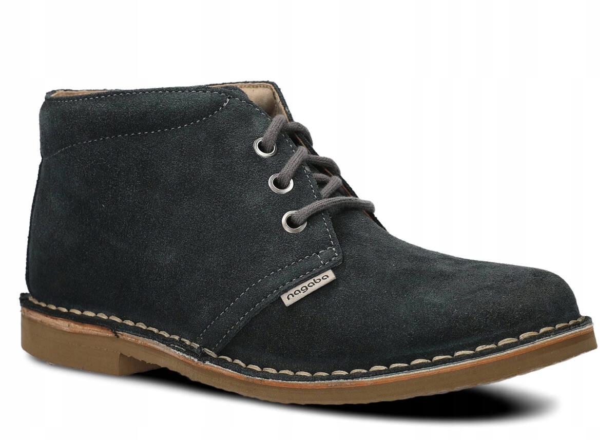 Pánské Kožené Kotníkové Kotníkové Boty Grafitové Nagaba 075 Polské , Sametové 46