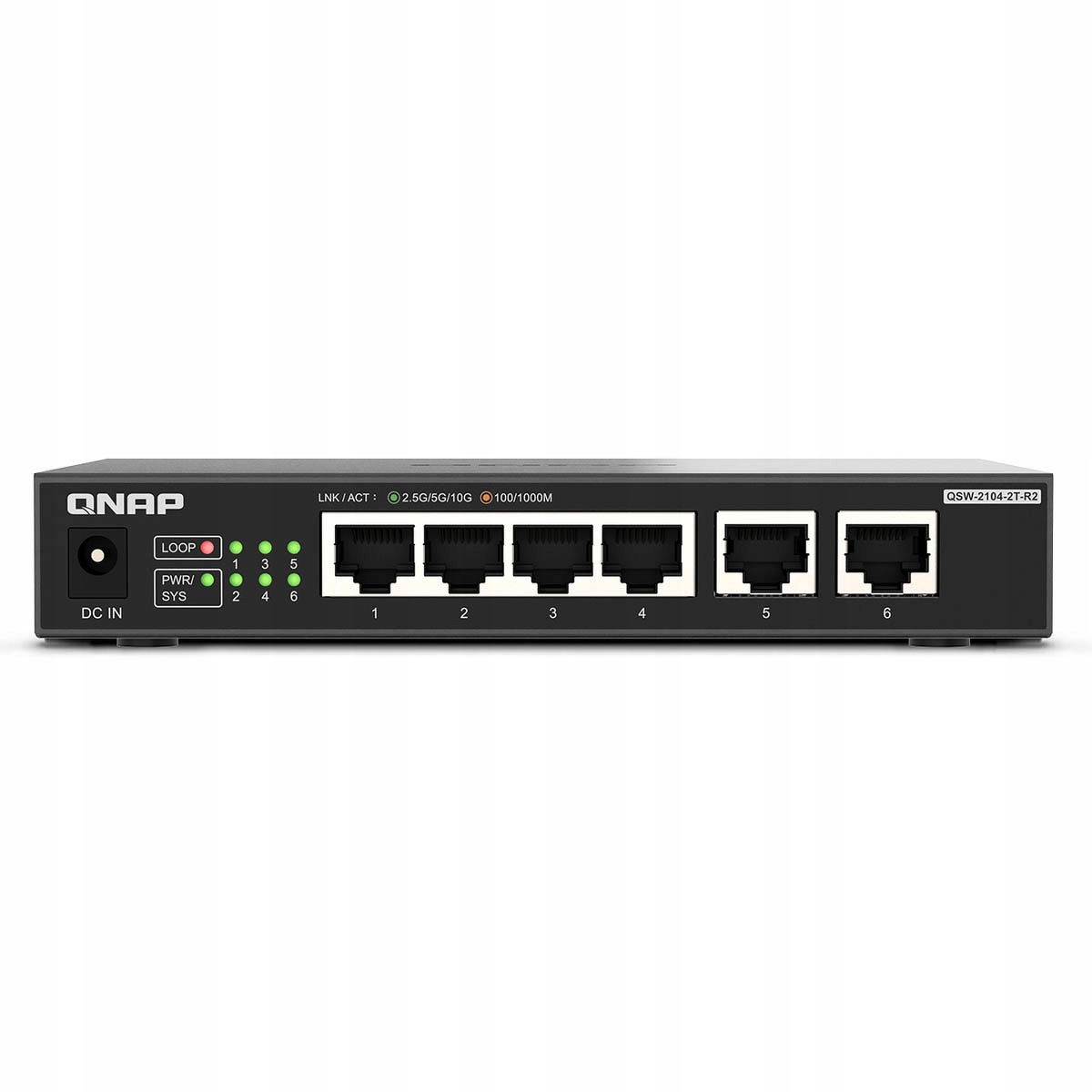 Qnap QSW-2104-2T-R2 Kompaktný nespravovaný 6-portový prepínač, 4x 2,