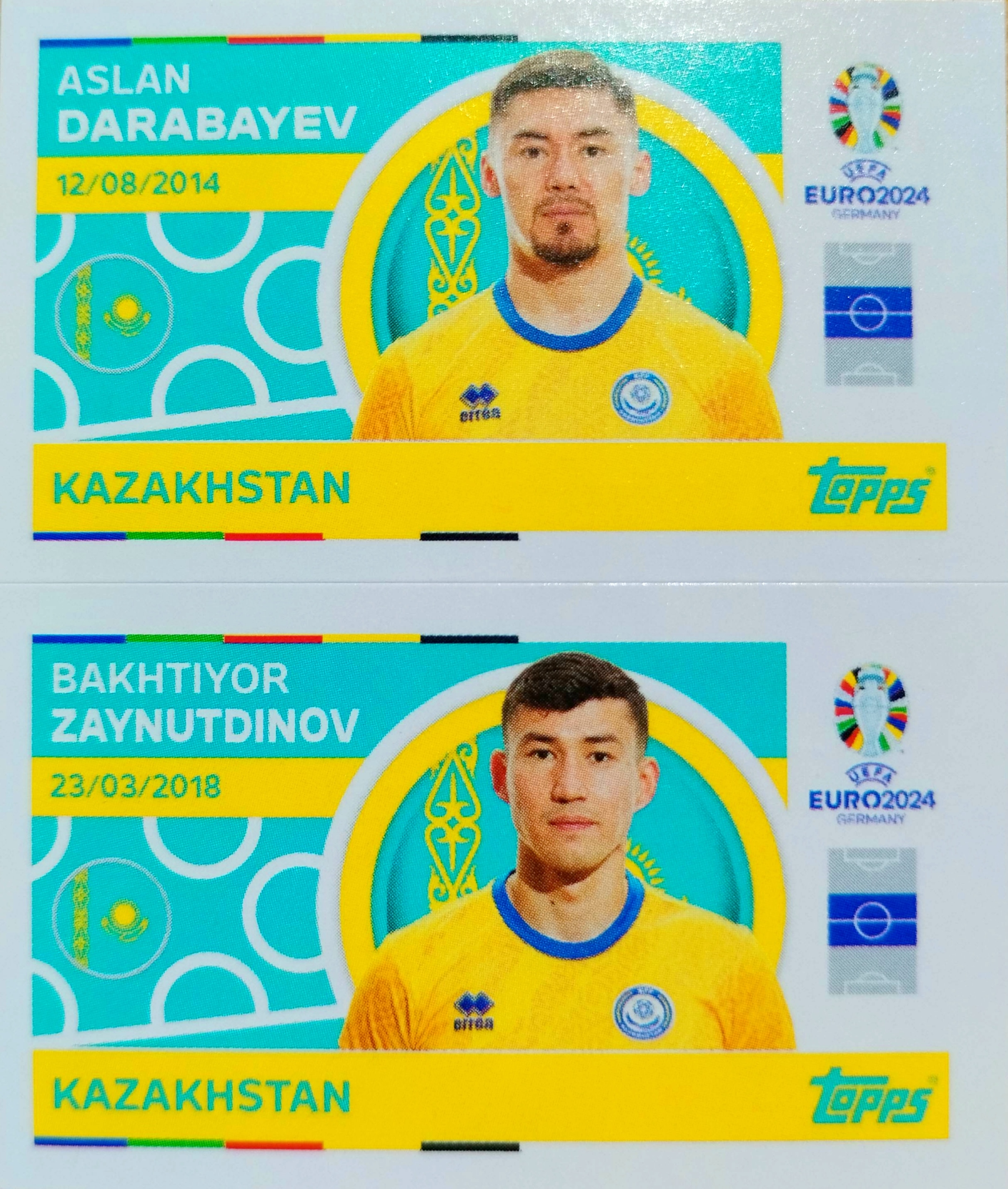 Euro 2024 Topps Match Attax naklejka Kaz 10 Darabayev Kaz 11 Zaynutdinov