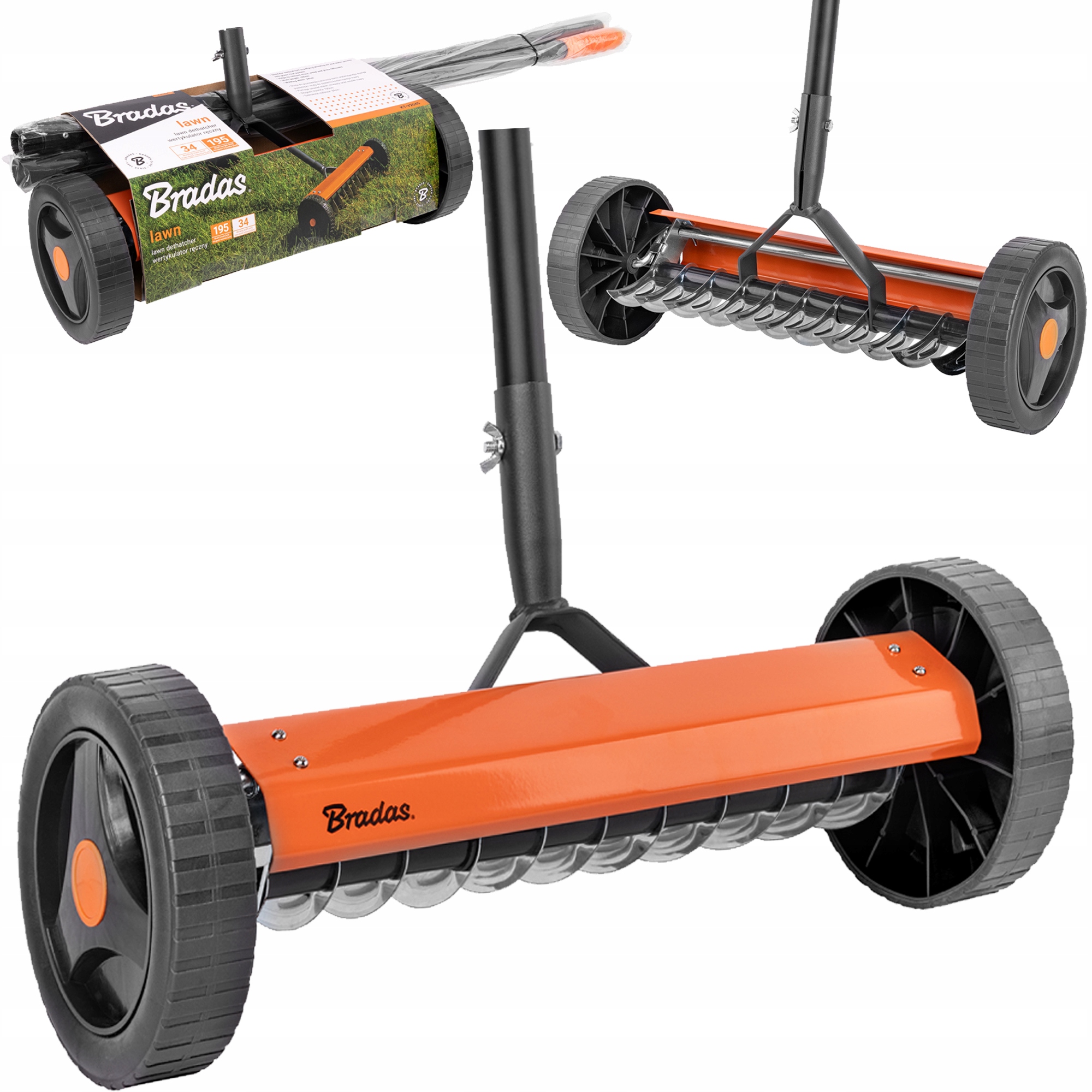 Wertykulator Aerator Ręczny 34cm Obrotowy Wahadłowy na kółkach Do Trawnika