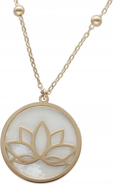 Zlatý náhrdelník 585 přívěsek květina perleťová dámský módní vzor 14k