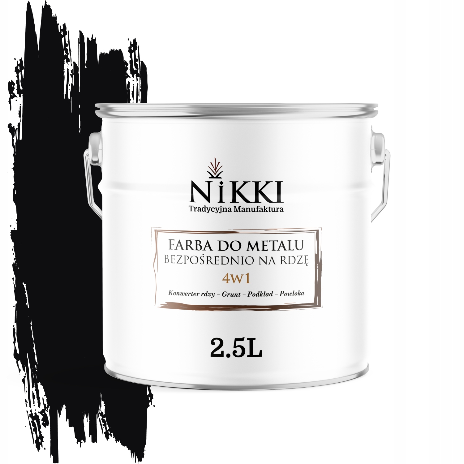 Farba Na Kov Priamo Na Hrdzu 4v1 Pozinkovaná Farba Čierna Ral 9005 Mat 2,5L