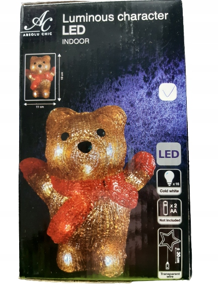 MIŚ FIGURKA AKRYLOWA LED / LAMPKA - Prezent święta Marka bez marki