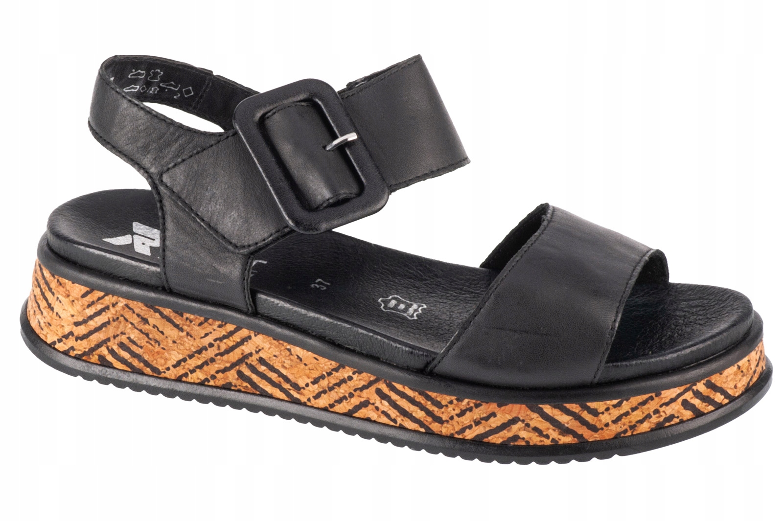 Rieker Sandals [38] Dámské kožené sandály, černé