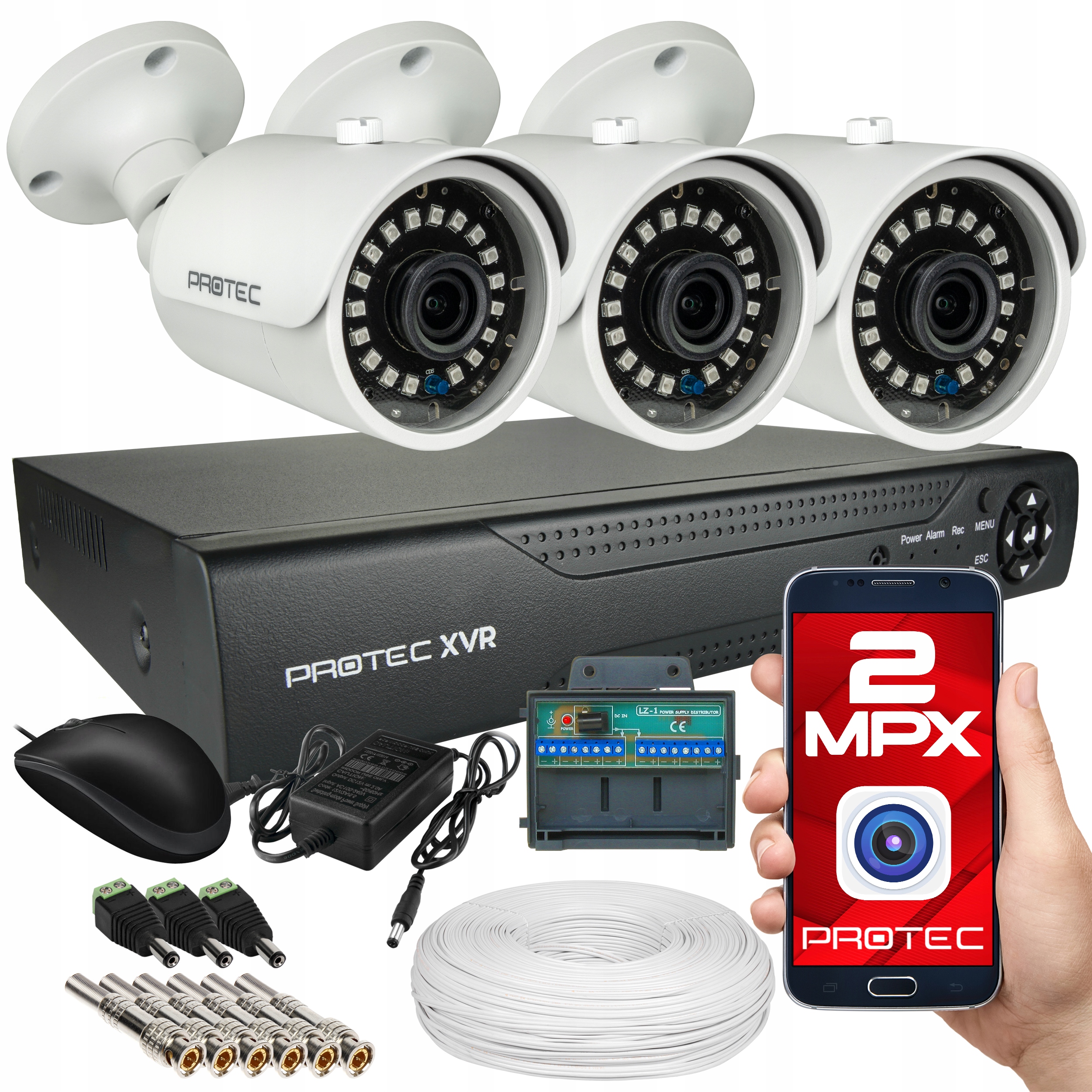 ZESTAW DO MONITORINGU 3 KAMERY TUBOWE ZEWNĘTRZNE podgląd online