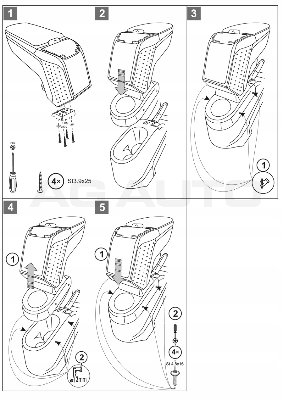 Podłokietnik ARM2 Peugeot 207, 2006-2012,Bx Typ samochodu Samochody osobowe