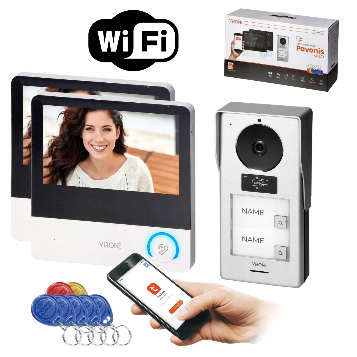 Videovrátnik Wifi Videodomofonový set FullHD kľúčenka Orno