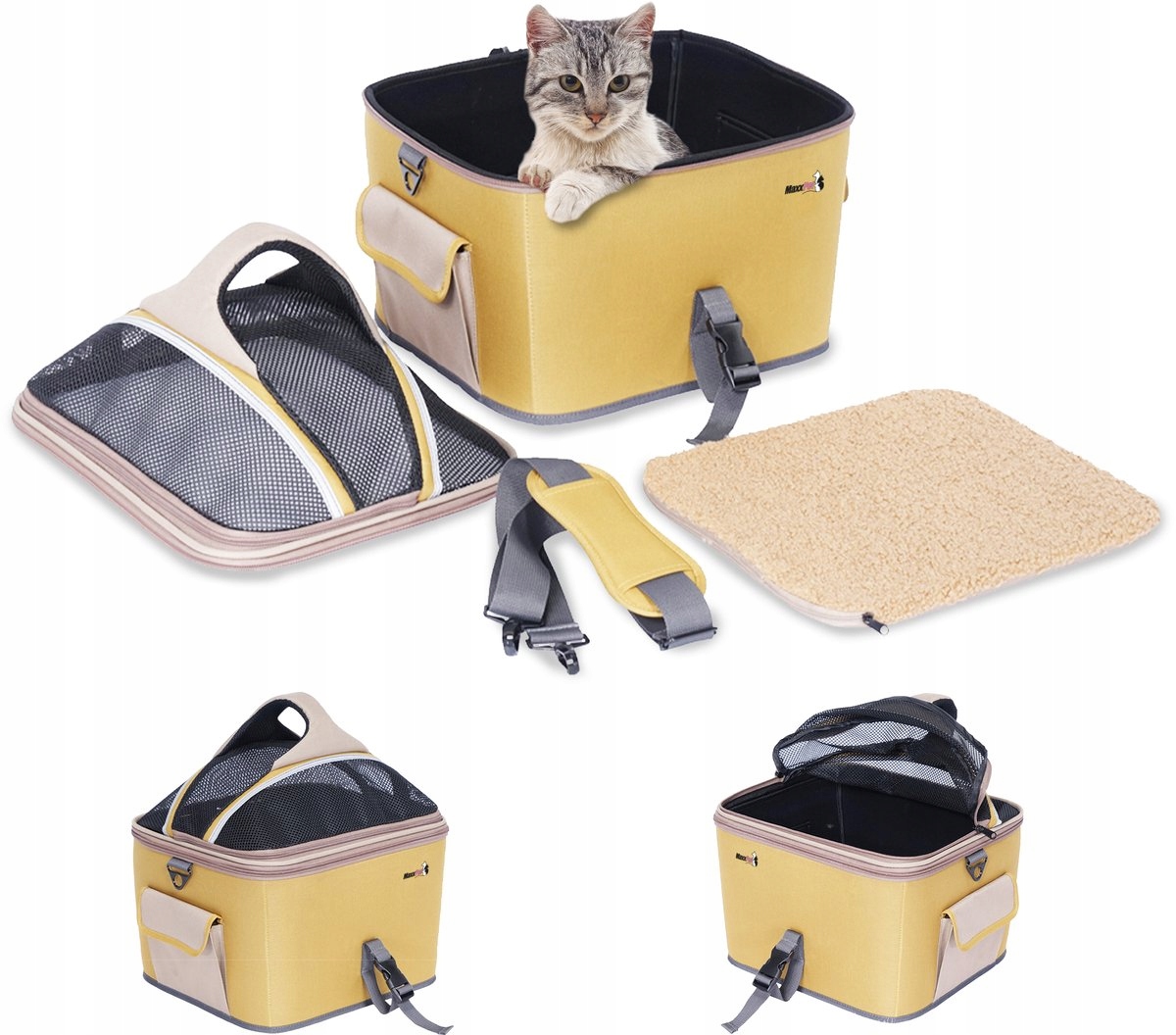 Koszyk rowerowy dla psa MaxxPet 40x28x34cm Brązowy