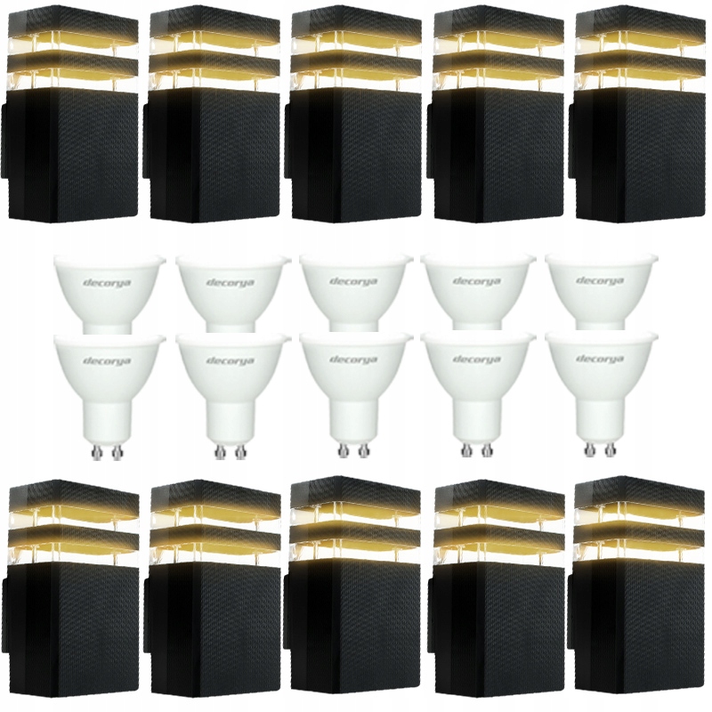 10x Duży Zestaw Lamp Lampa Led Elewacyjna Na Elewację Domu Kinkiet Czarny