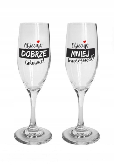 zestaw 2 kieliszków do szampana 170ml ZGRANY DUET  - Obiecuję dobrze gotować / mniej imprezować — 3
