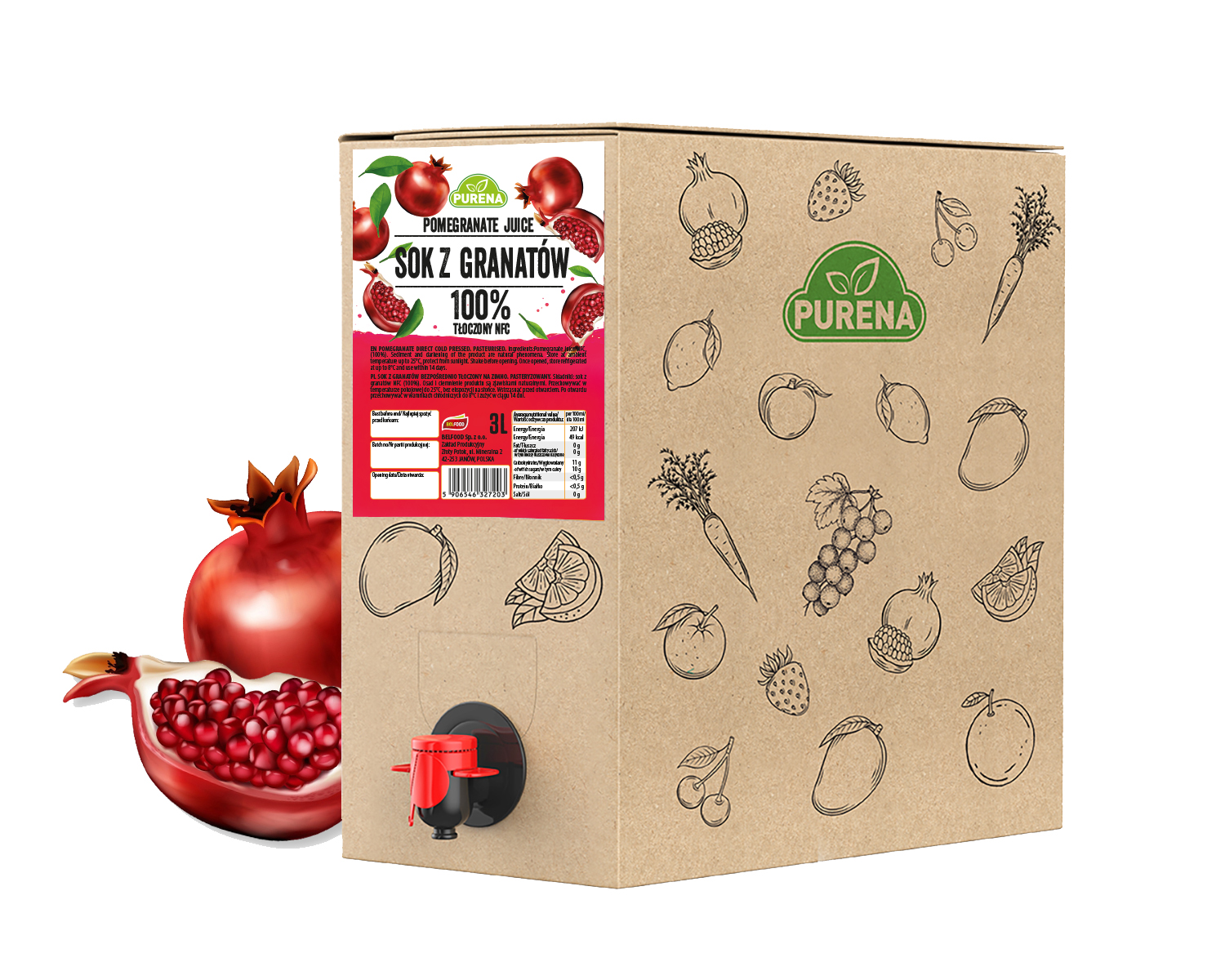 Levně Purena Granátová šťáva 3 l