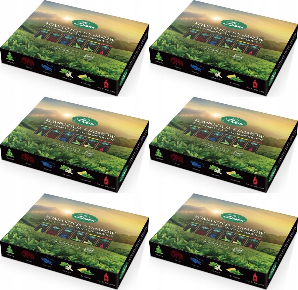 Kompozycja 6 smaków Zestaw herbat czarnych ekspresowych 30 saszetek x6