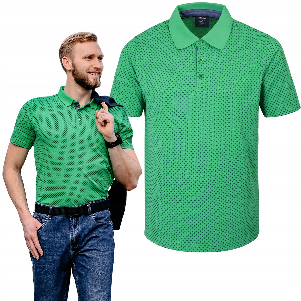 polokošile Pánské zelené bavlněné Arsenik Elegantní 3XL Pako Jeans