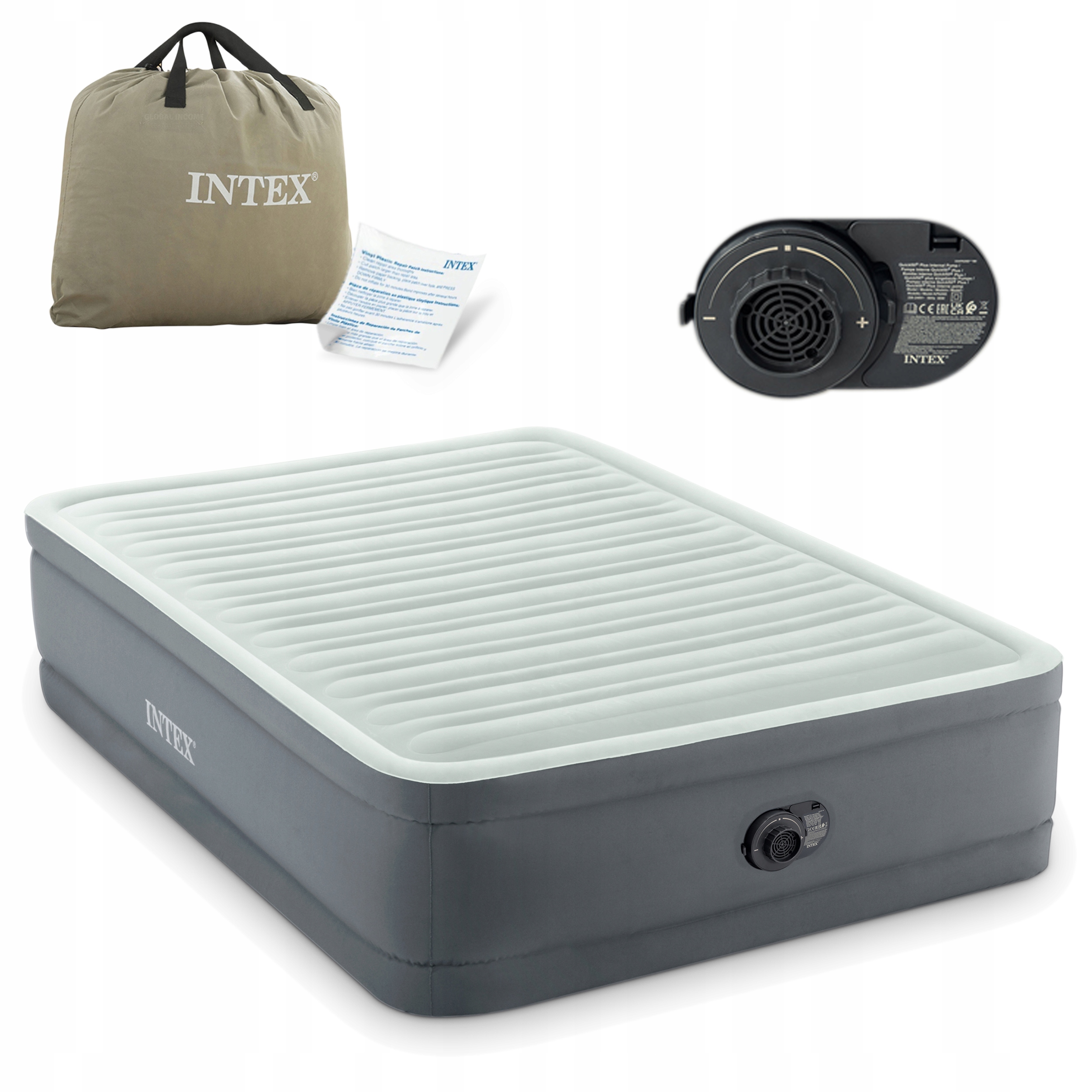 Materac welurowy z pompką 191x137cm Intex 64904