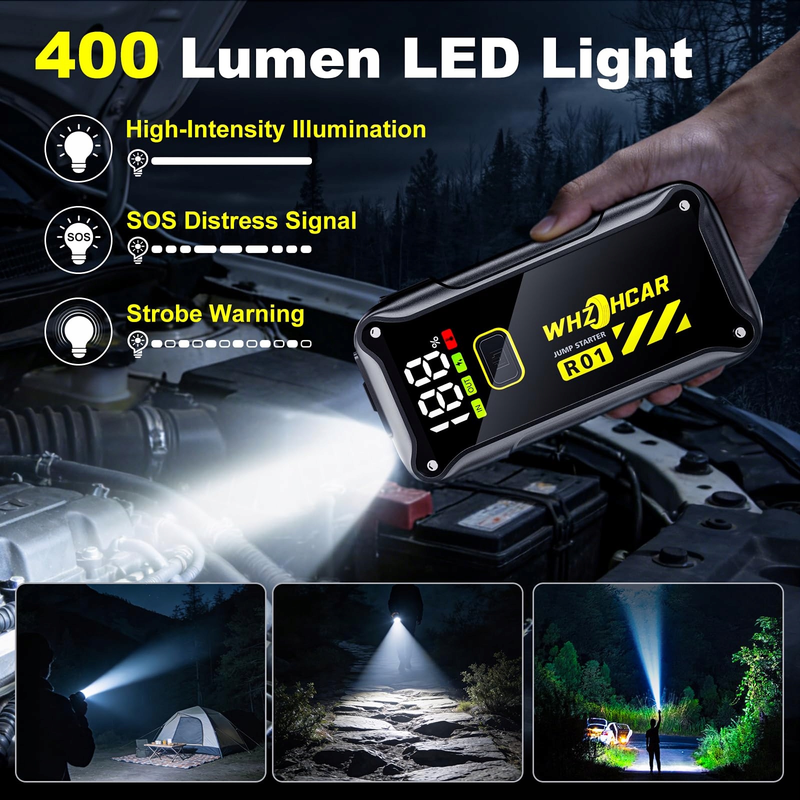STARTSHILFE Powerbank 7000A 12V 10L Benzyna 8L Diesel LED USB — miniatura 4