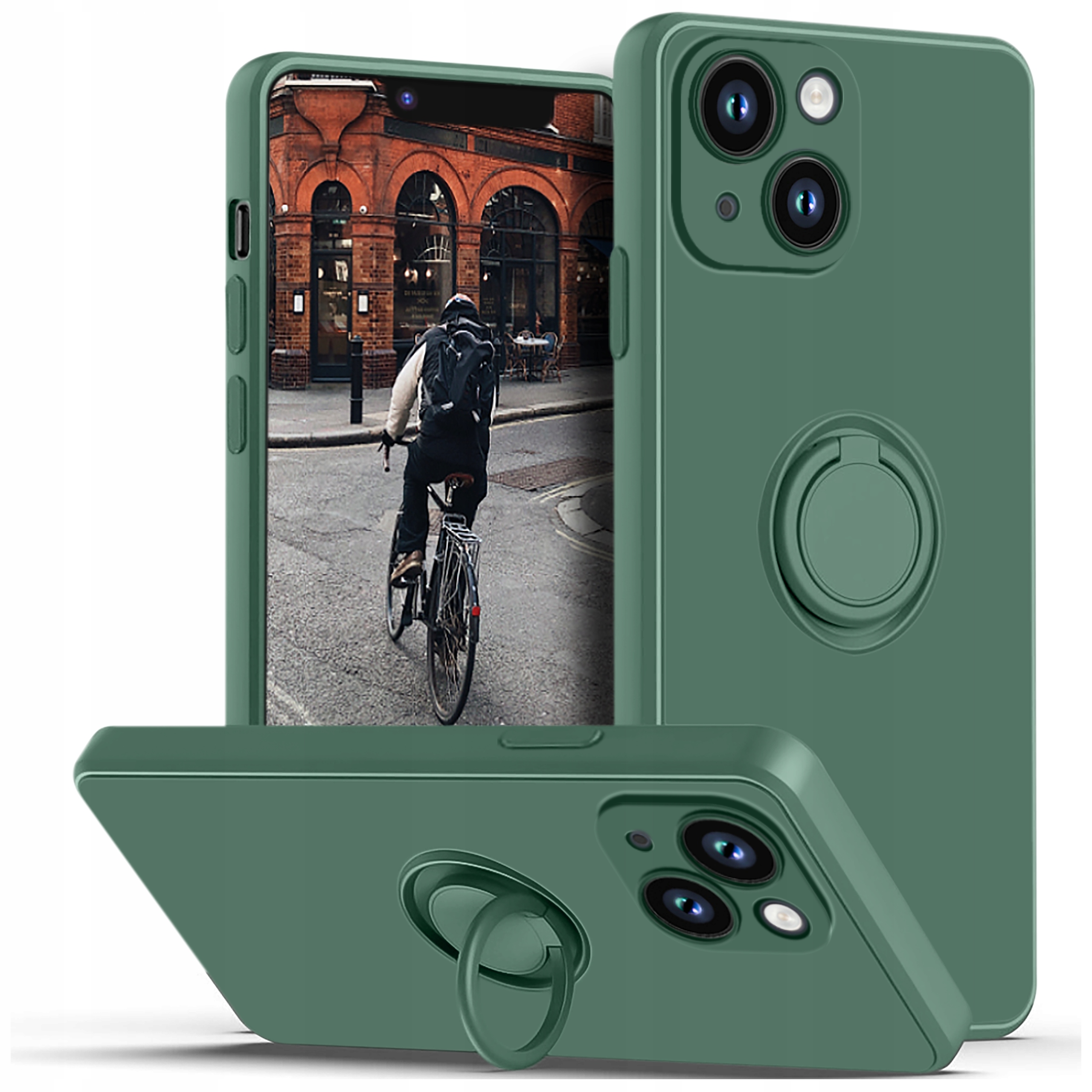 

Etui do iPhone 13 |14 Silicone Ring Szkło 9H