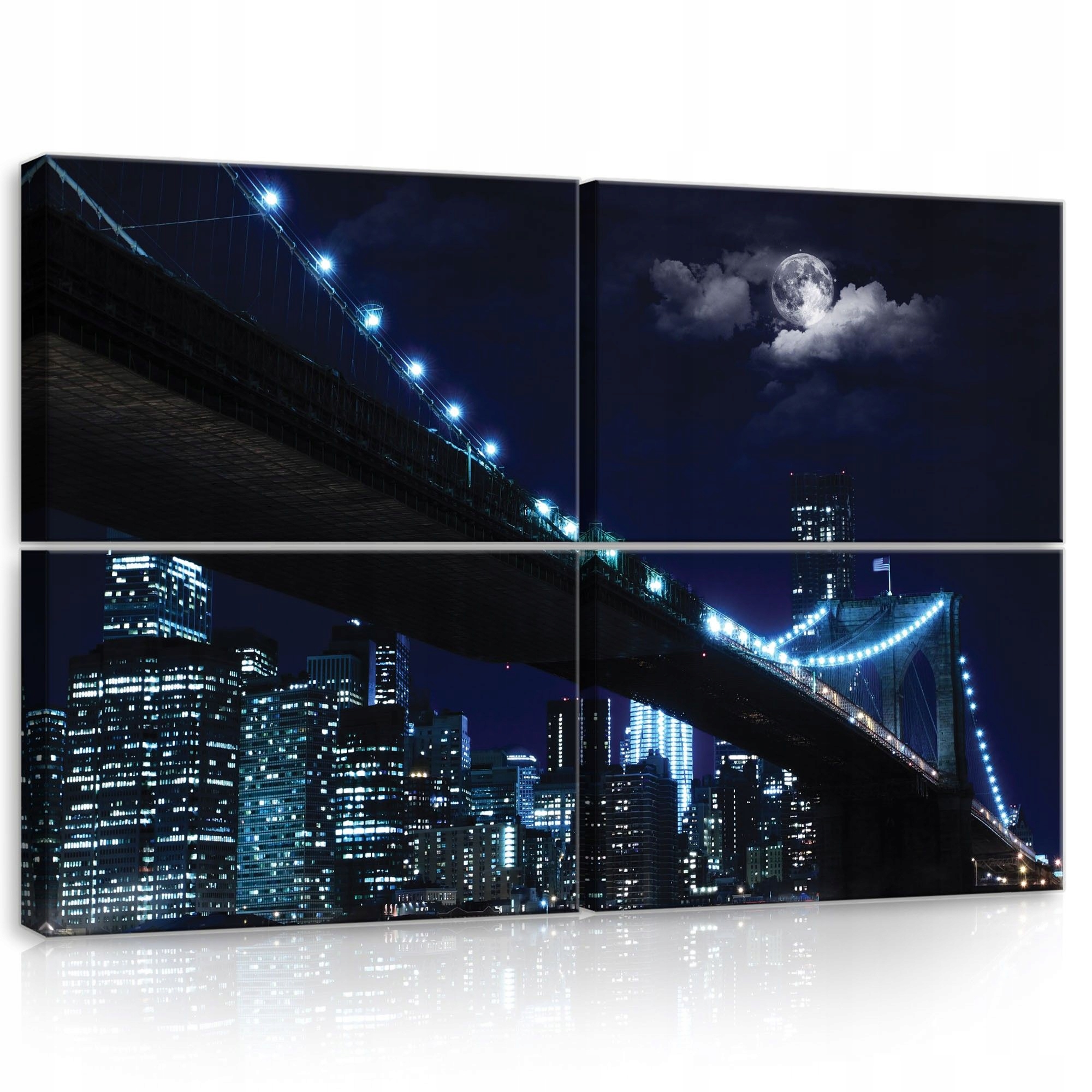 Obraz 120x80 New York Brooklynský most noc město mrakodrapy krajina