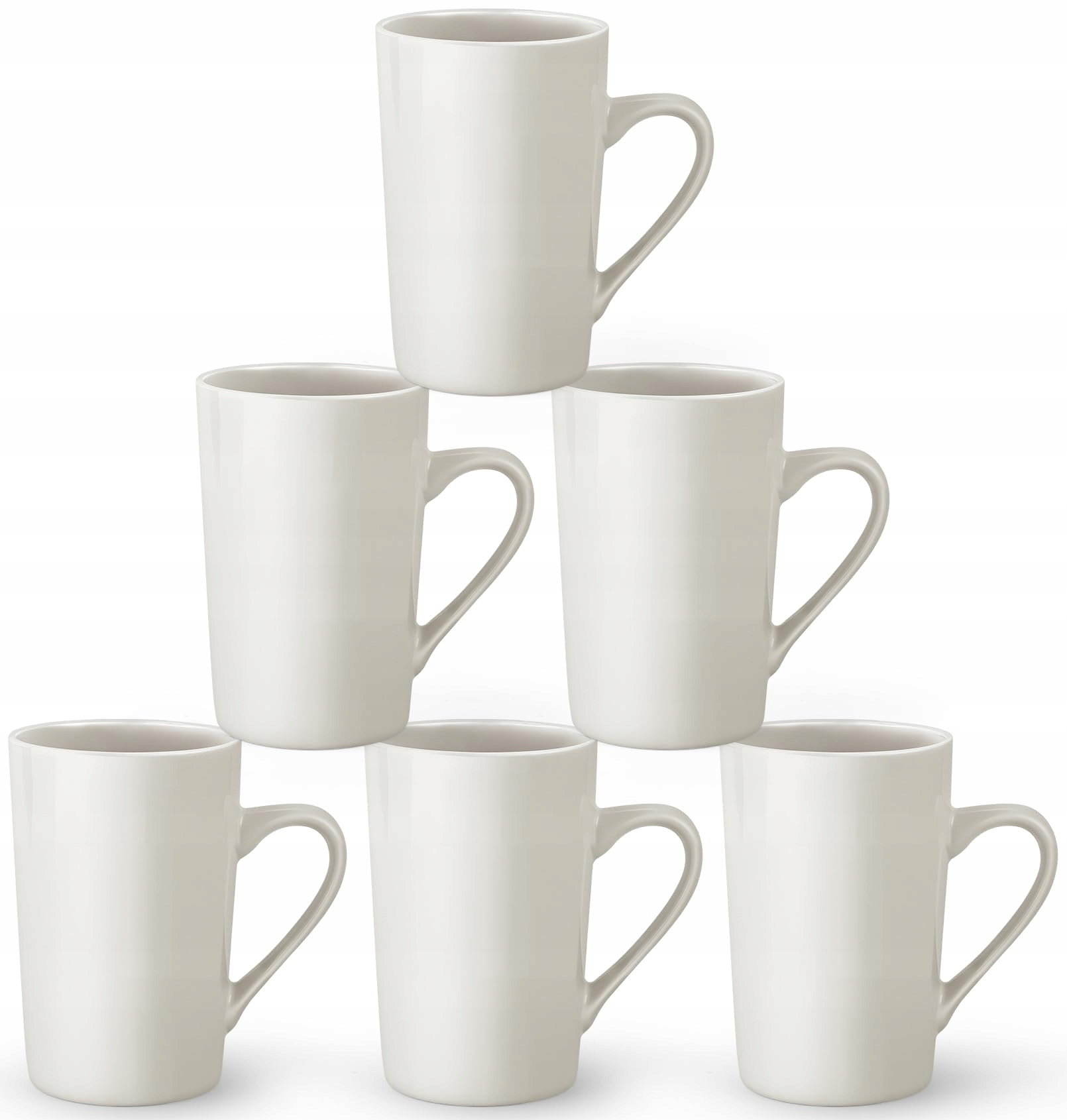 Sada 6 šálků na kávu Jeffbaubl 420 ml Bílý porcelánový pro domácnost a kancelář