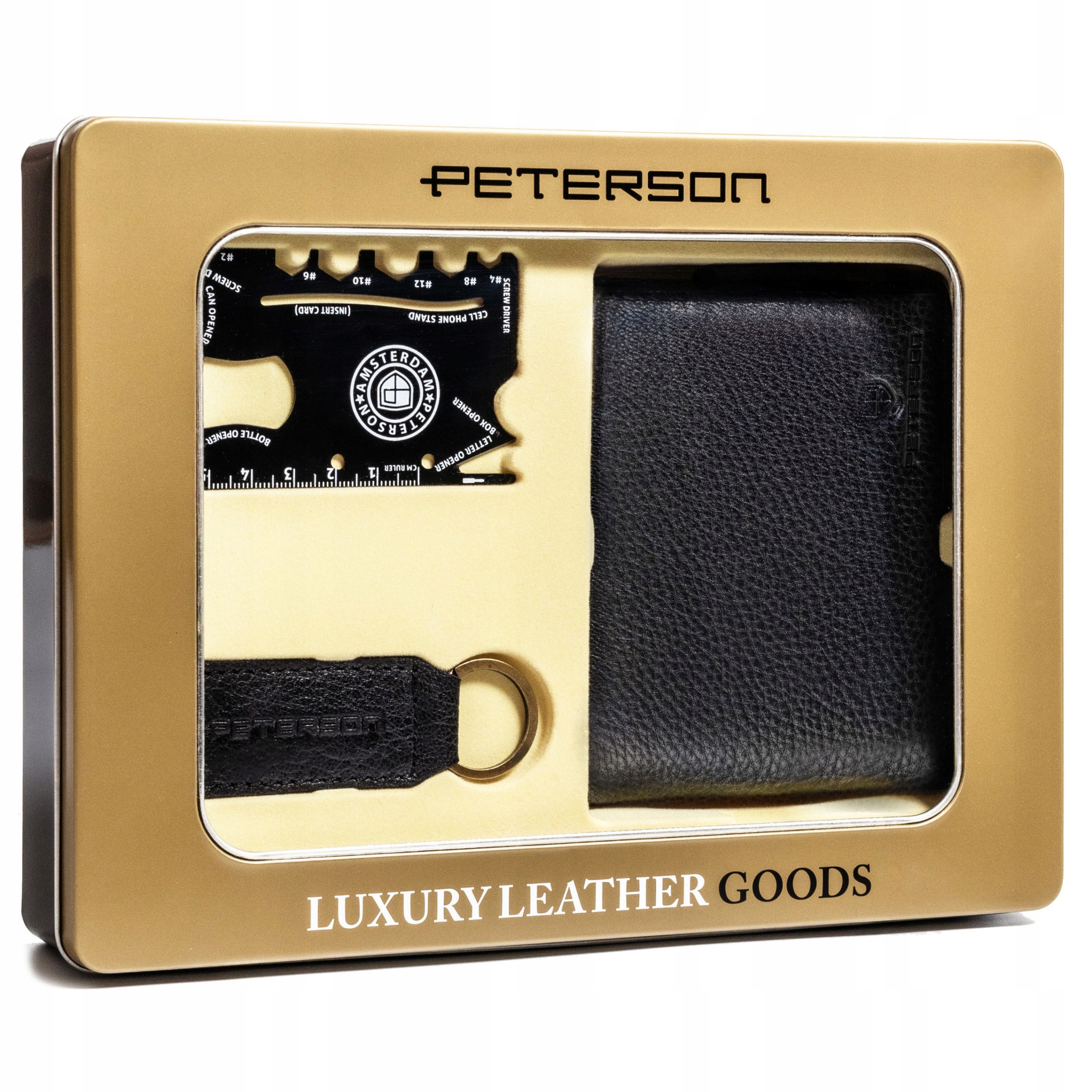 Pánská kožená peněženka Peterson Rfid, klasická dárková sada na Vánoce