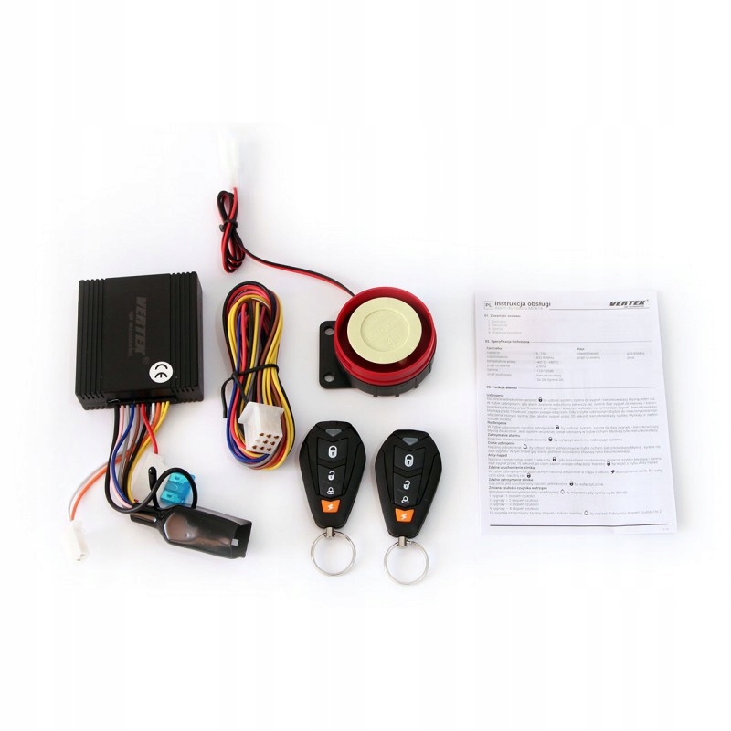 ALARM MOTOCYKLOWY ZDALNE ODPALANIE 2 PILOTY SYRENA Producent Amio