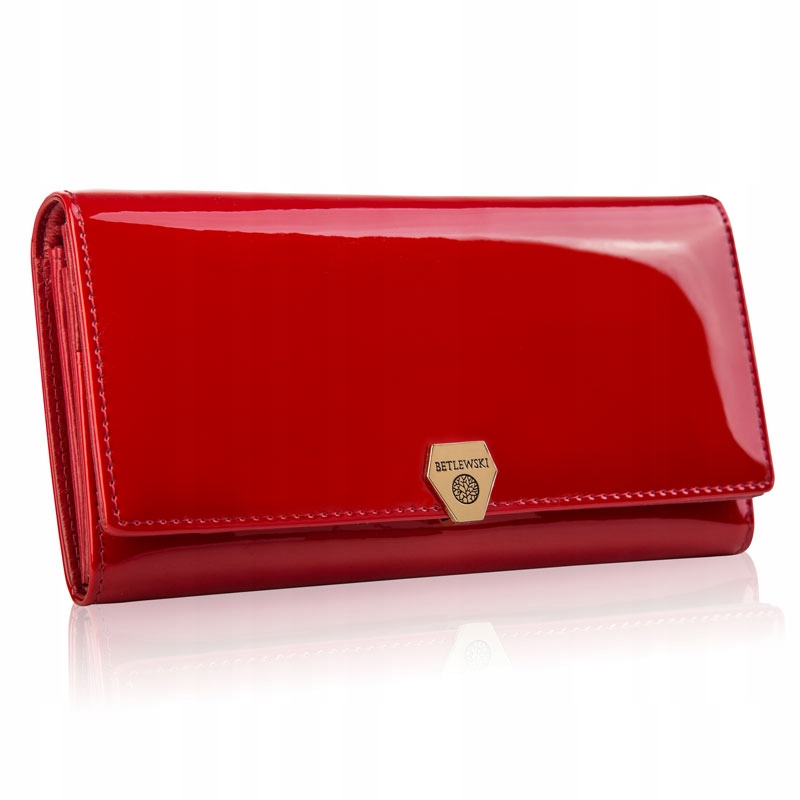 Dámská Kožená Peněženka Betlewski červená lakovaná velká Rfid jako dárek