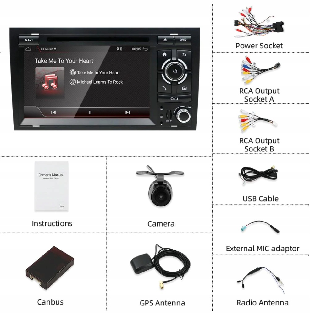 RADIO ANDROID AUDI A4 S4 RS4 B6 B7 SEAT EXEO 4/64 Radio informacja RDS pasmo AM pasmo FM