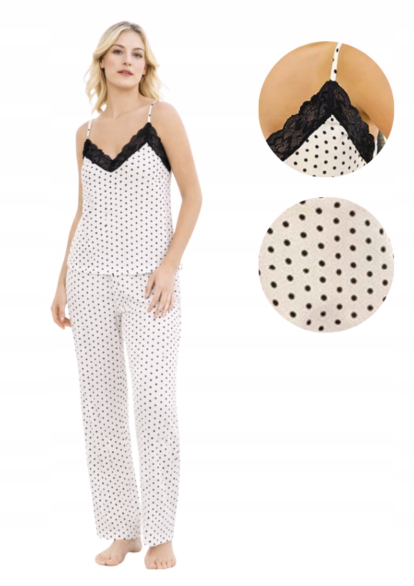 Piżama damska z wiskozy na ramiączkach długie spodnie na lato L luźna