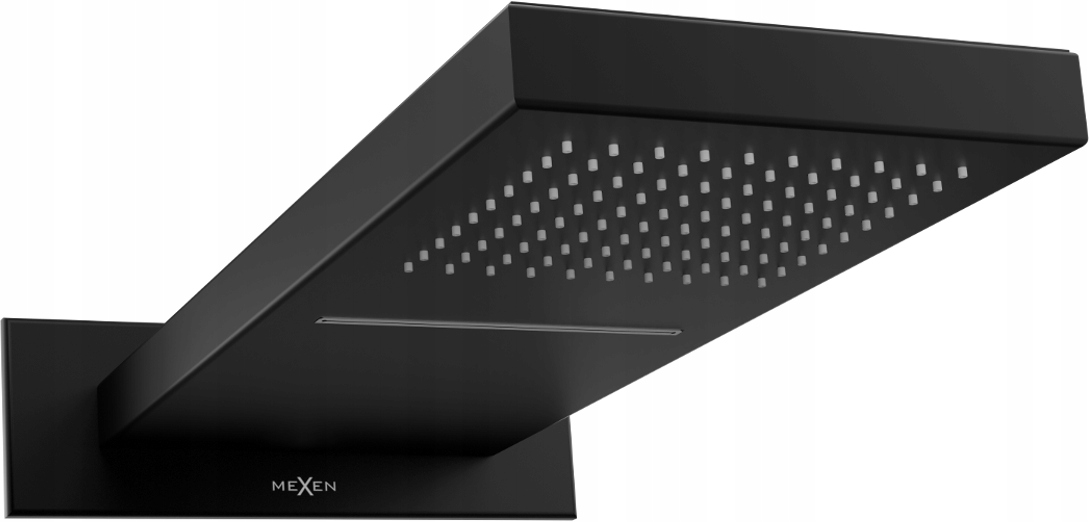 Mexen Waterfall 50x22 cm Černá nerezová dešťová sprcha 2-funkční