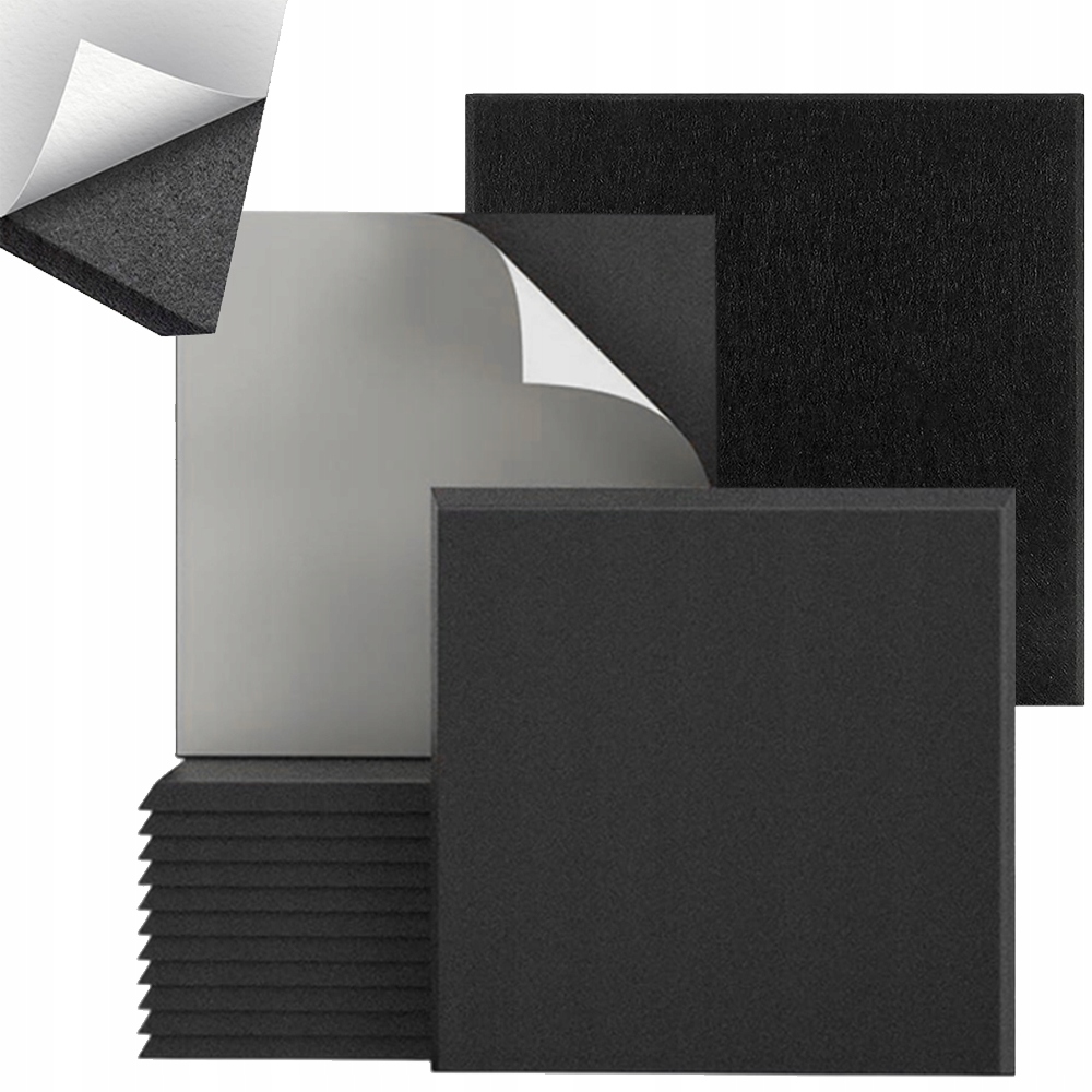 24KS 30X30CM Samolepící Akustické Desky Černé, Vysoká Zvuková Izolace