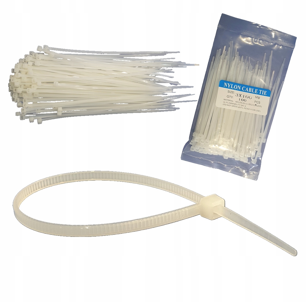 

Opaski zaciskowe kablowe 3x100 100szt mocne