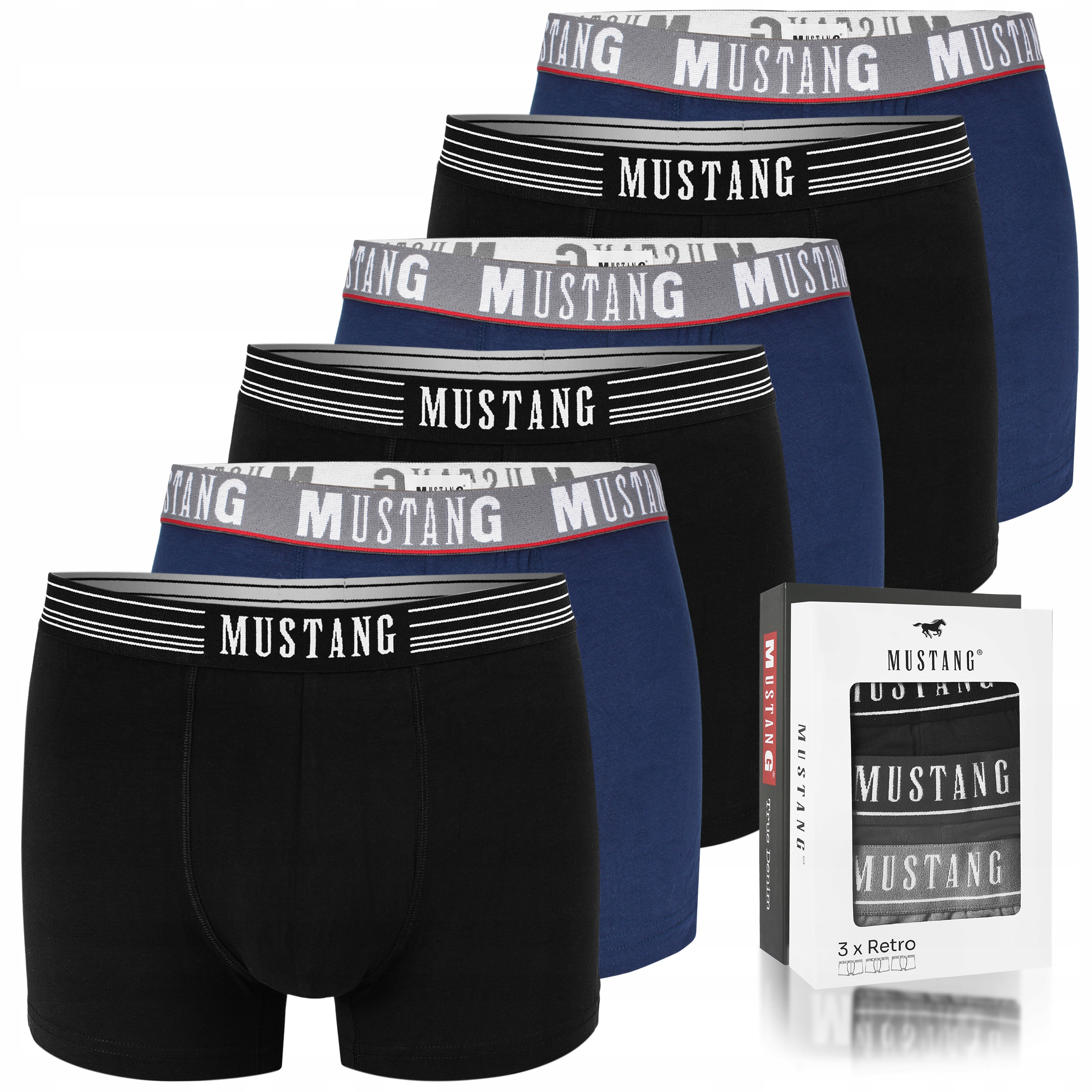 Mustang Pánské bavlněné boxerky 6 kusů BM458 Velikost XL