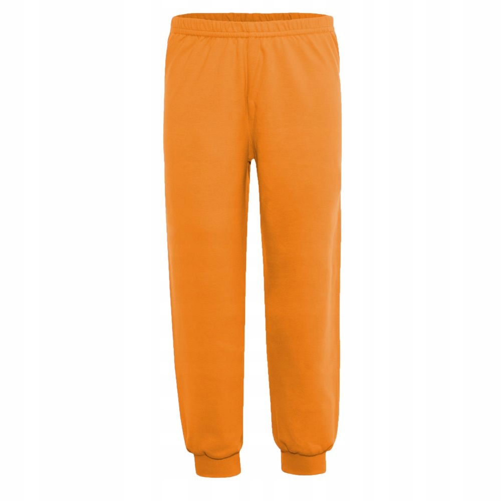 KOLOROWE DŁUGIE POMARAŃCZOWE SPODNIE 140 CM DRESOWE BAWEŁNIANE SPORTOWE Kolor pomarańczowy