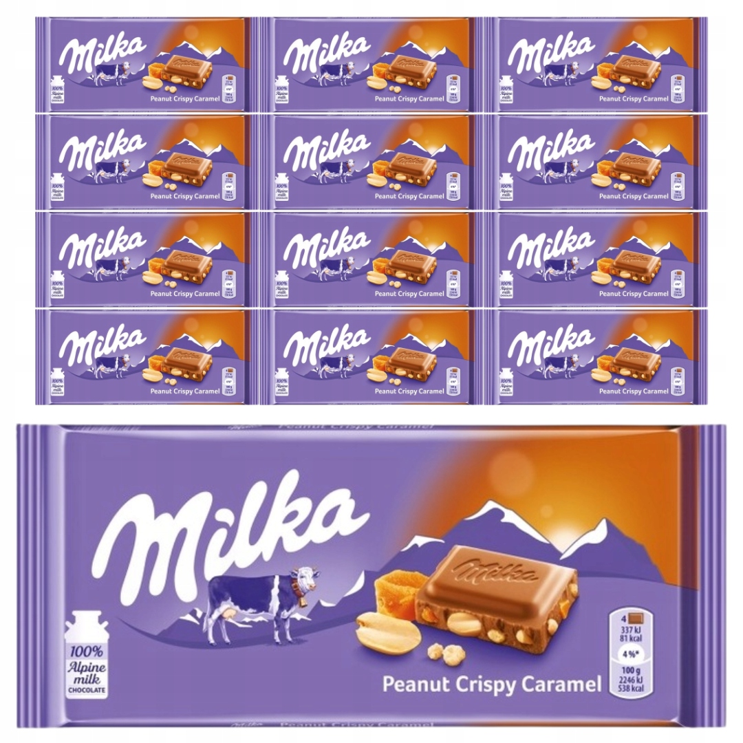 Levně Milka Čokoláda křupavý arašíd a karamel 90 g x 12 kusů