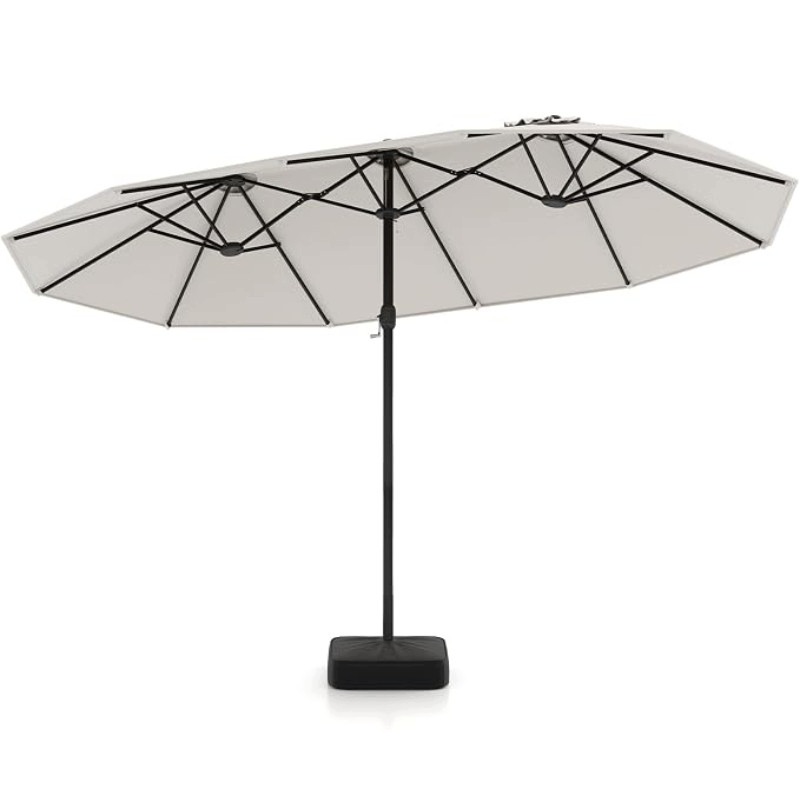 Zahradní slunečník s podstavcem WY01145KNFR-KF, 443 cm, světle béžový