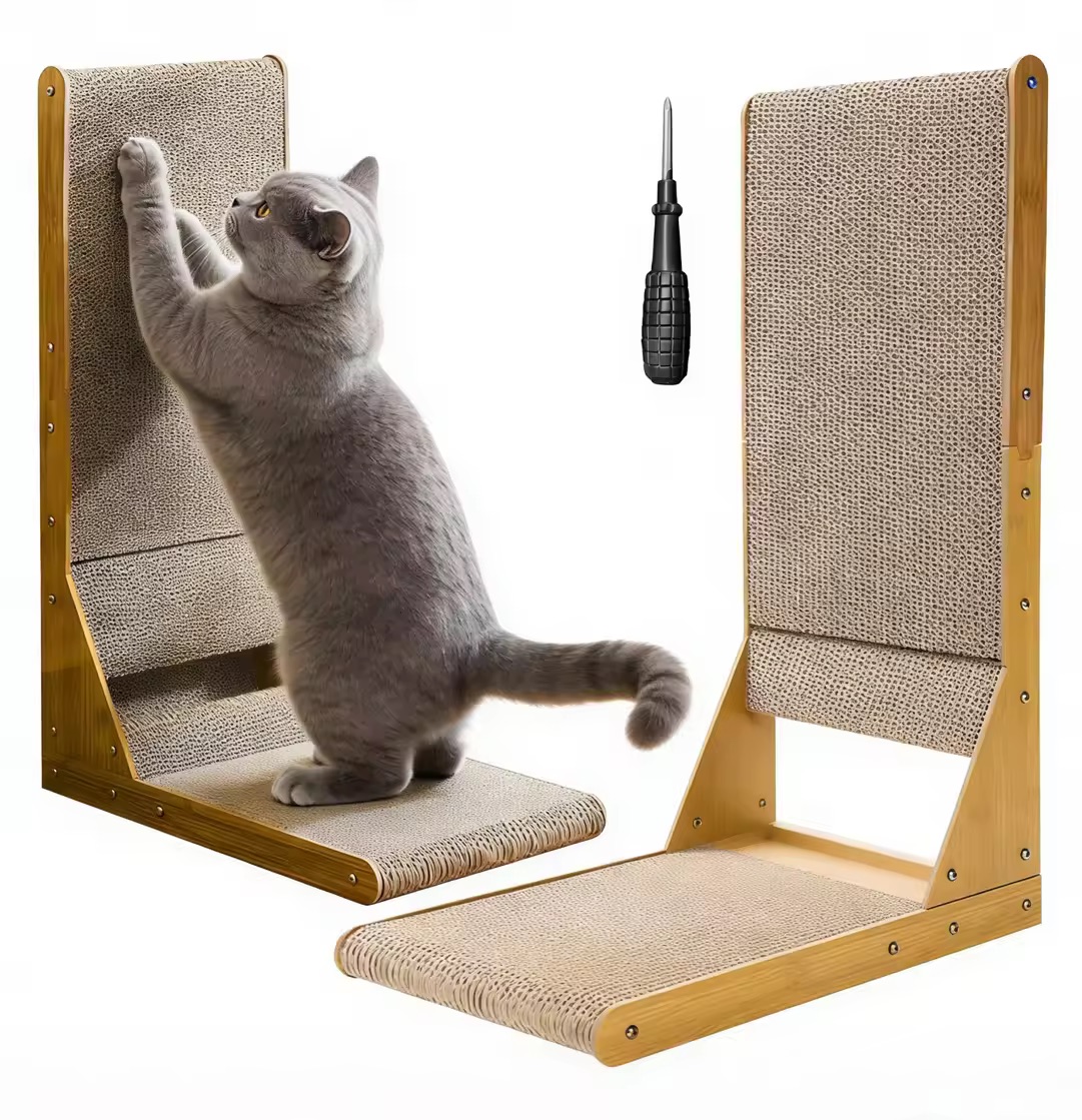 Levně Kočičí Drápy Jsou 60 CM Svislé Kartonové Drápy Ve Tvaru L S Kartonovými Hračkami Na Zeď