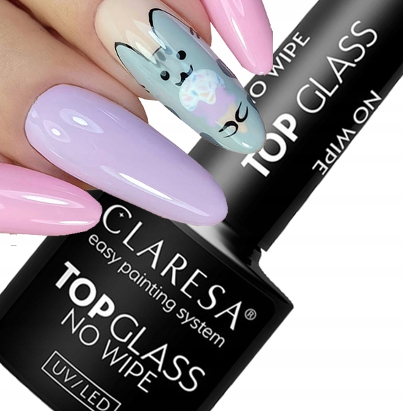Claresa TOP GLASS NO WIPE wysoki połysk EFEKT MOKRYCH PAZNOKCI